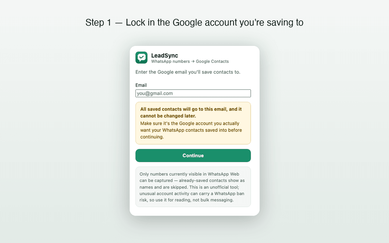 Installing the free LeadSync auto WhatsApp number saver Chrome extension
